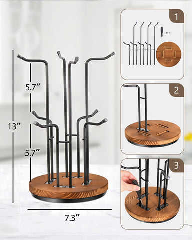 HULISEN mug tree combines rustic farmhouse charm with modern metal hooks