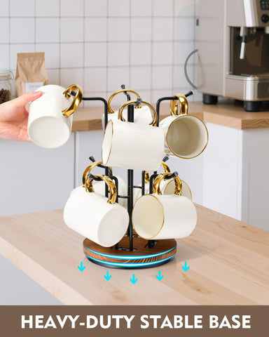 HULISEN wooden base provides wobble-free stability for mugs