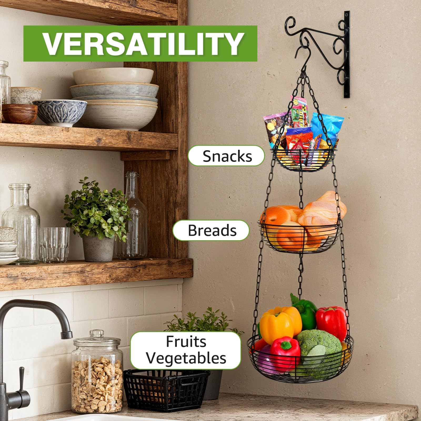 HULISEN open-design basket promotes air circulation around produce