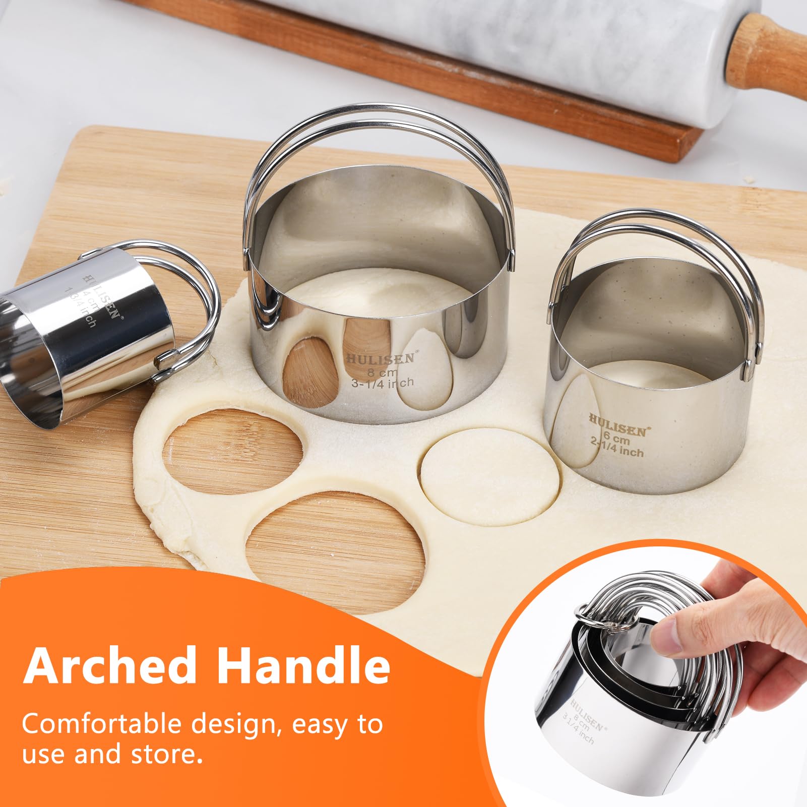 HULISEN pastry scraper with non-slip handle delivers clean edges.