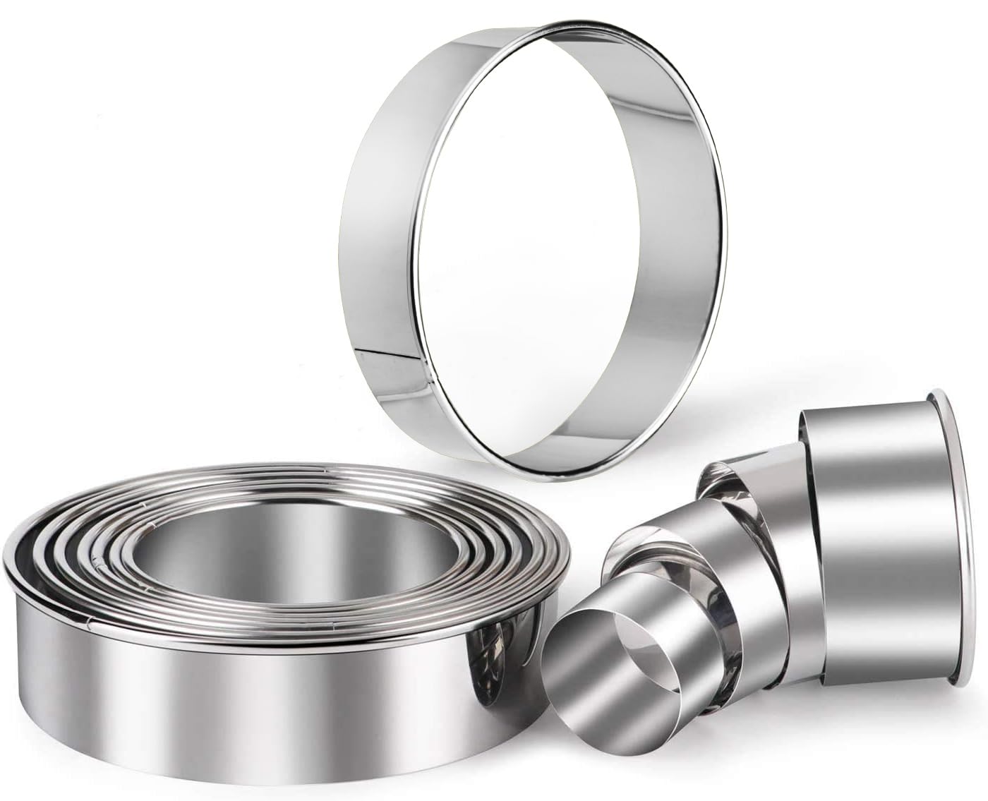 HULISEN 11-piece stainless steel round cookie cutters in a set for precise baking