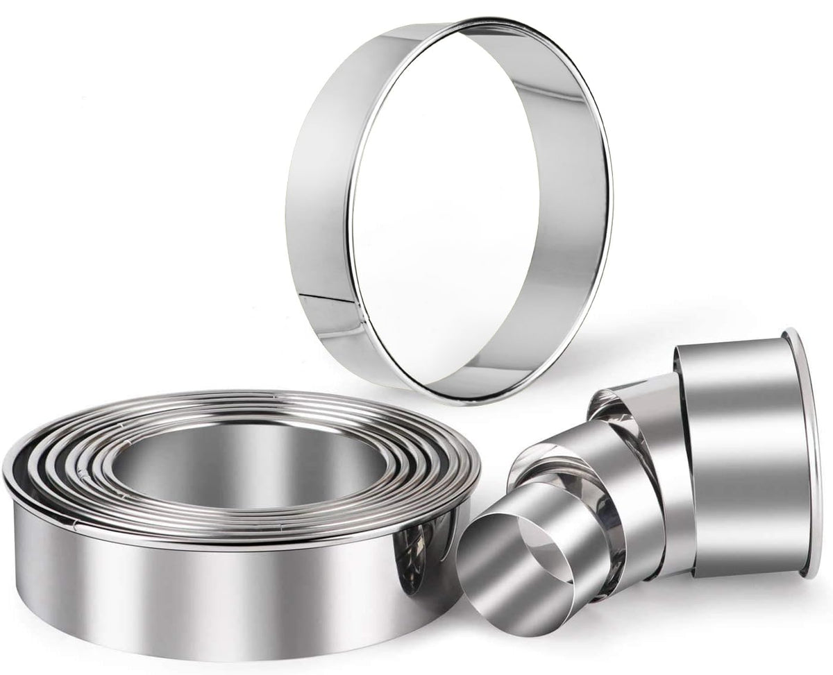 HULISEN 11-piece stainless steel round cookie cutters in a set for precise baking