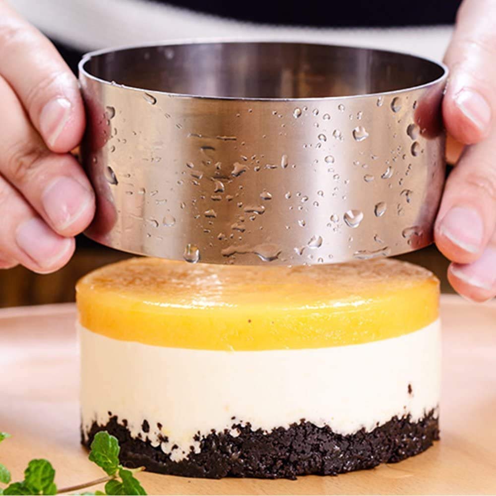 HULISEN stainless steel crumpet rings with pusher for precise molding.