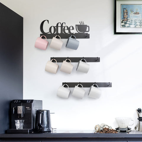 HULISEN wall-mounted mug holders with 12 hooks for easy access.