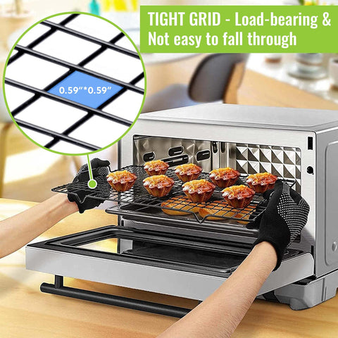 HULISEN oven-safe rack withstands up to 500°F for baking and roasting.