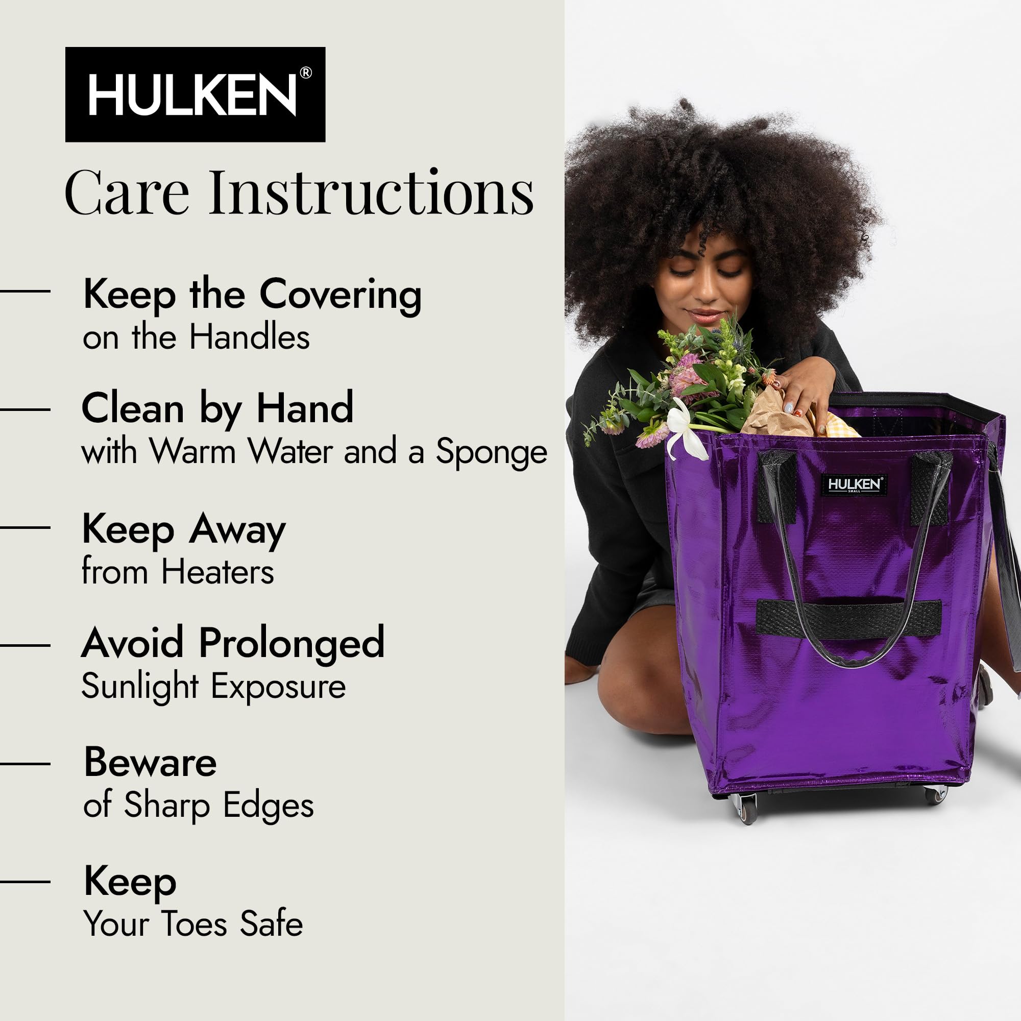 HULKEN bag loaded with groceries illustrating 66 lb capacity