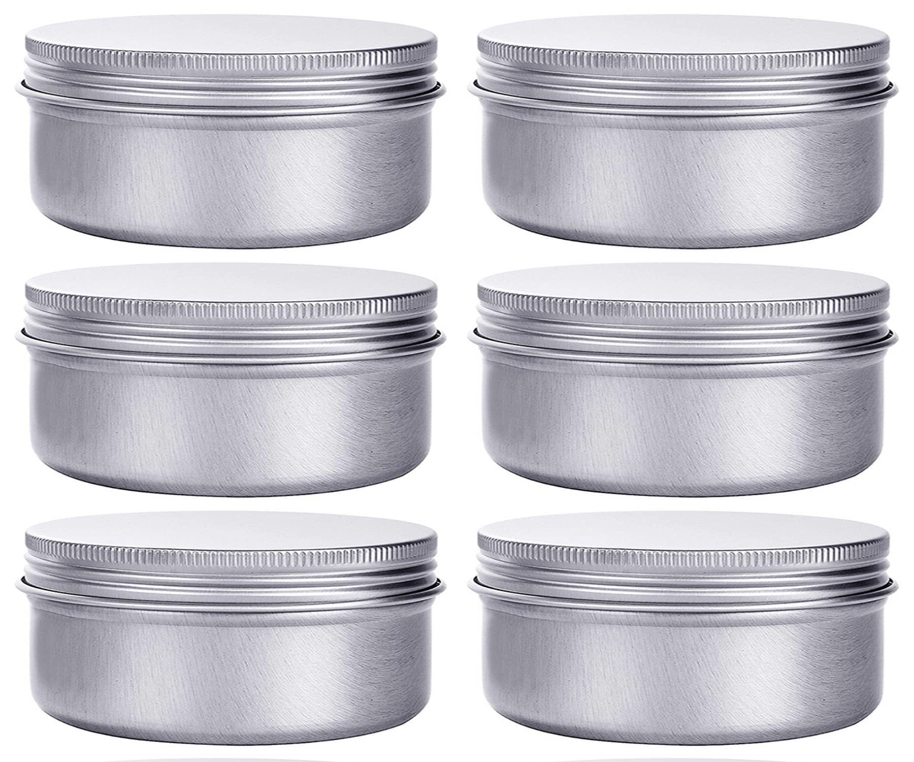 Hulless 6-ounce aluminum tin with screw lid, leakproof for spices.