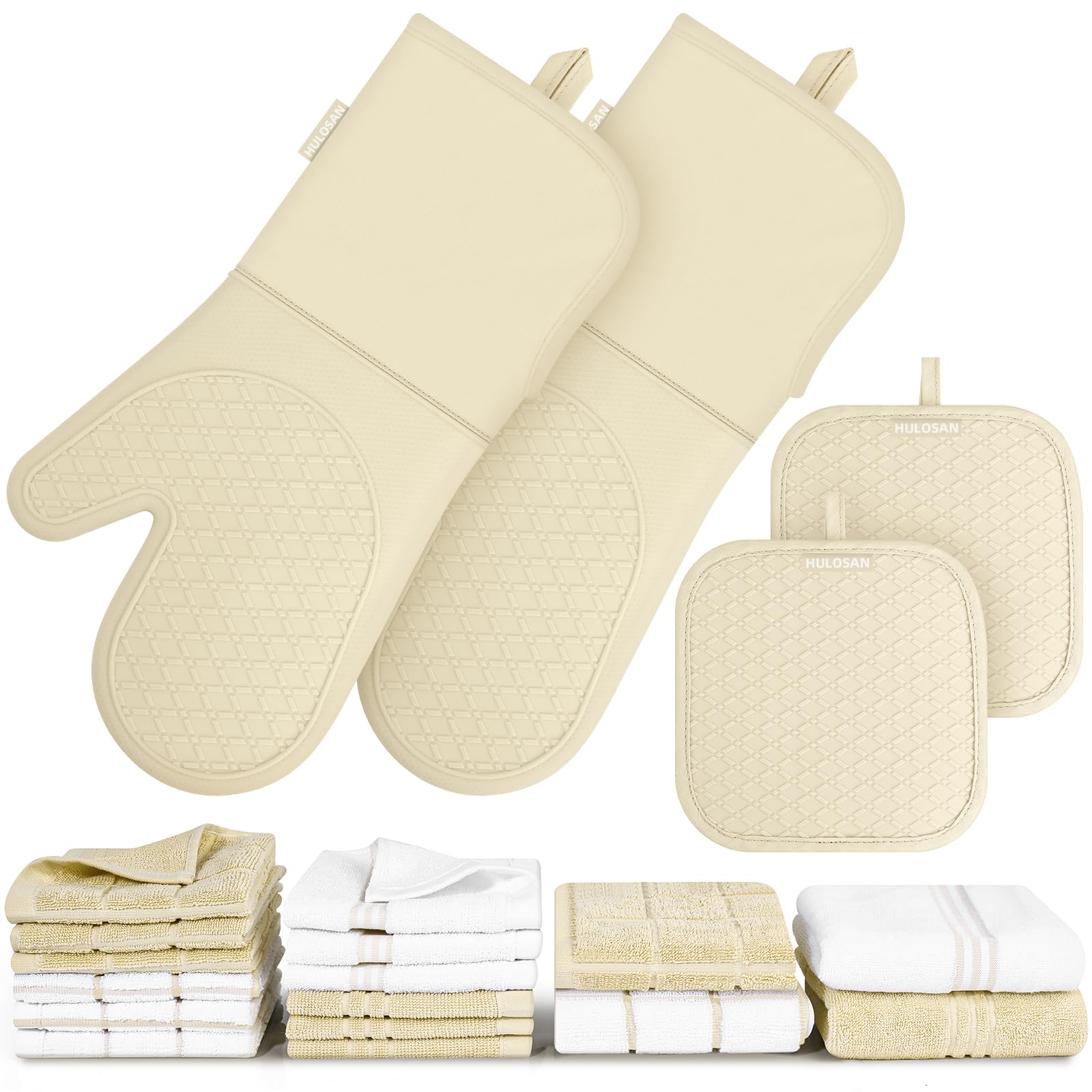 HULOSAN silicone oven mitts for hot cookware with secure grip