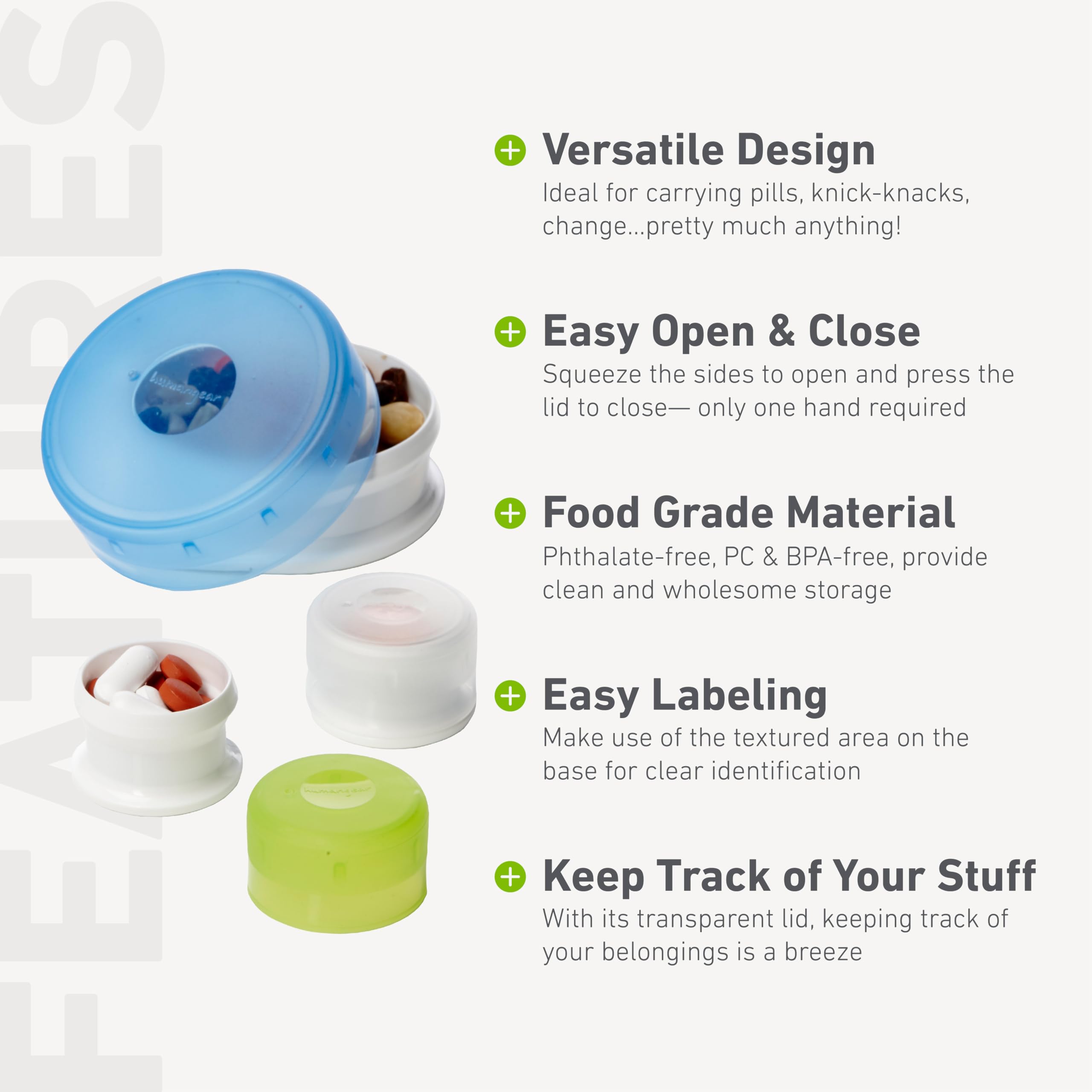 humangear GoTubb easy-open lid demonstrates one-handed operation for multitask days