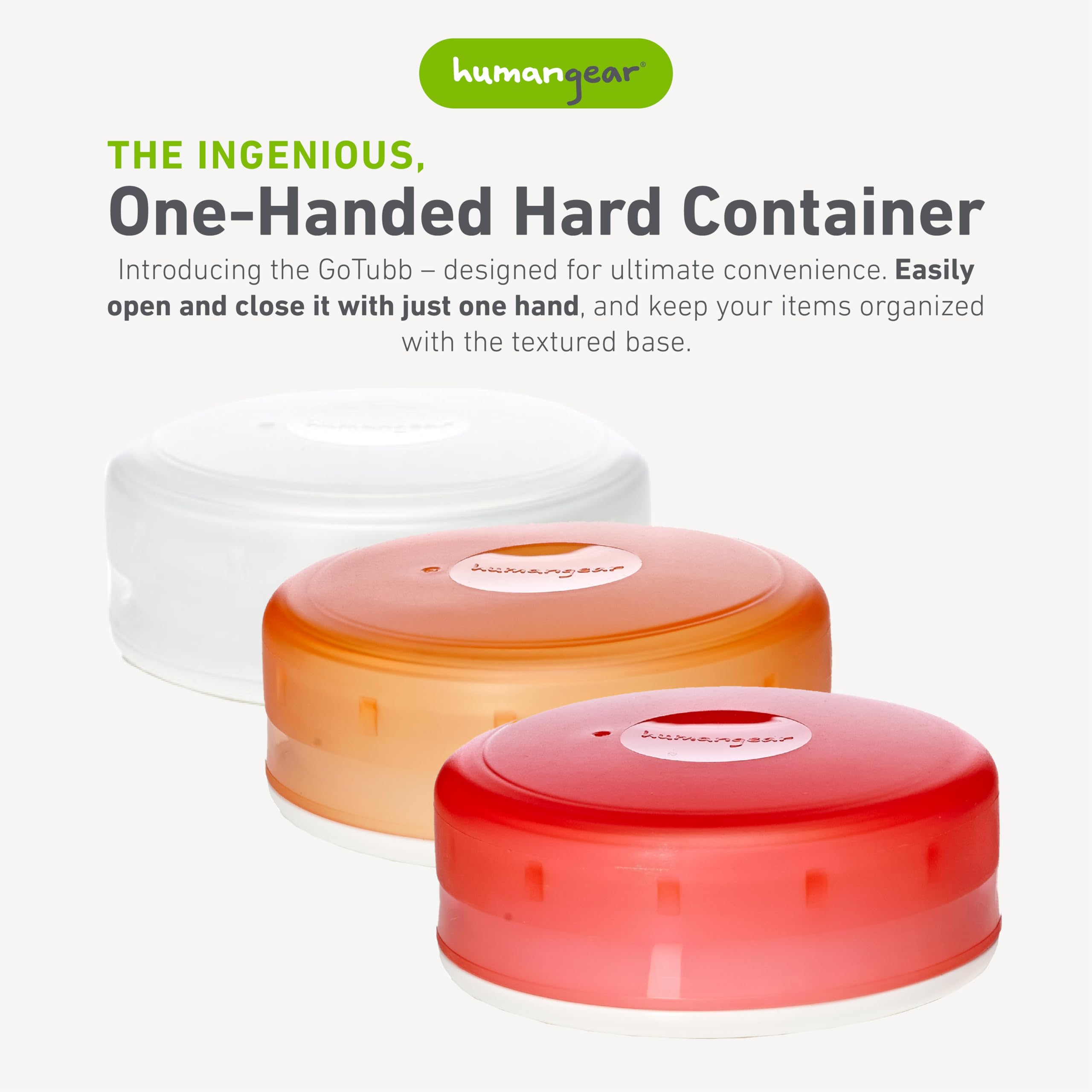humangear GoTubb side view highlights an easy-access lid for quick use during busy mornings