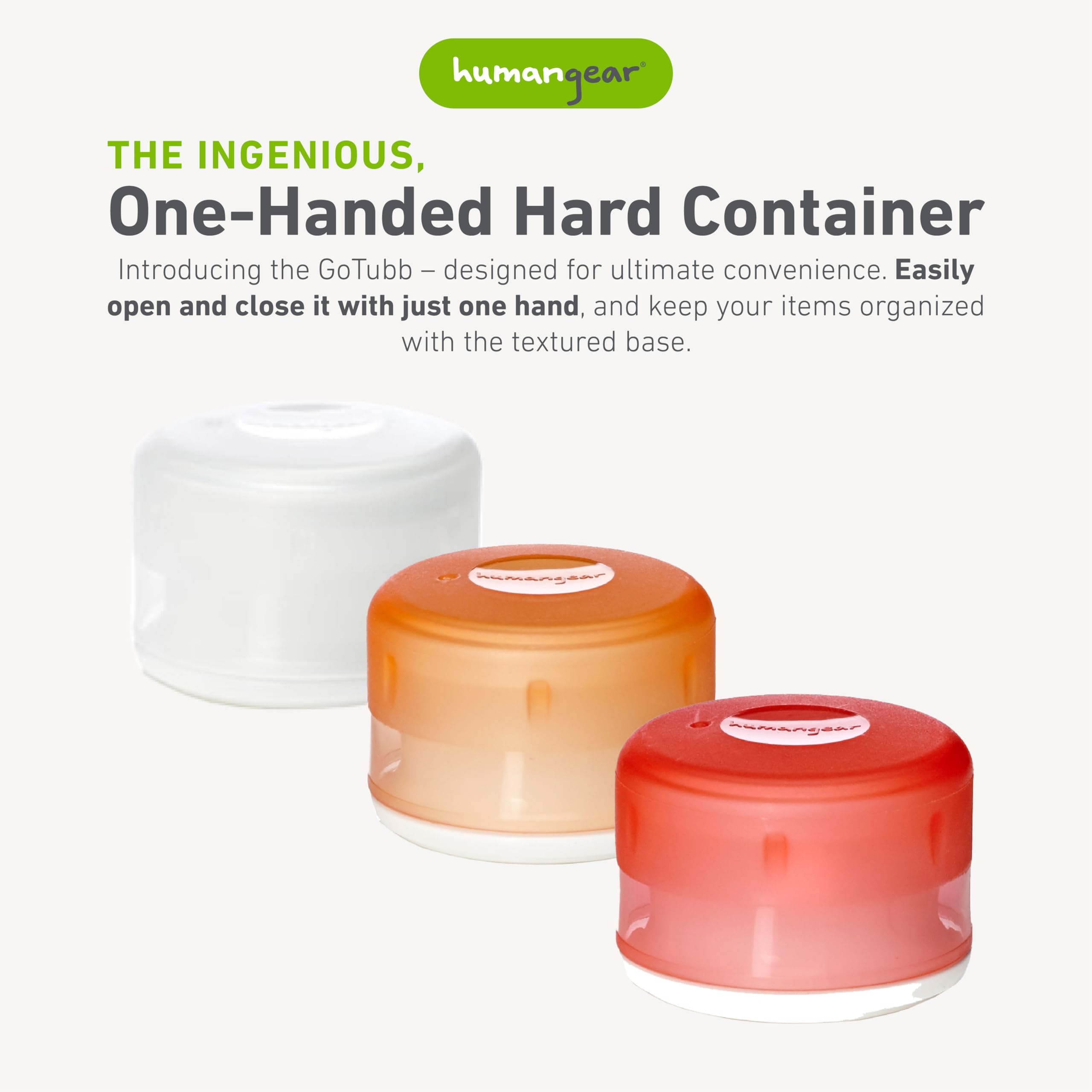 humangear GoTubb one-handed opening design for quick access during busy mornings.