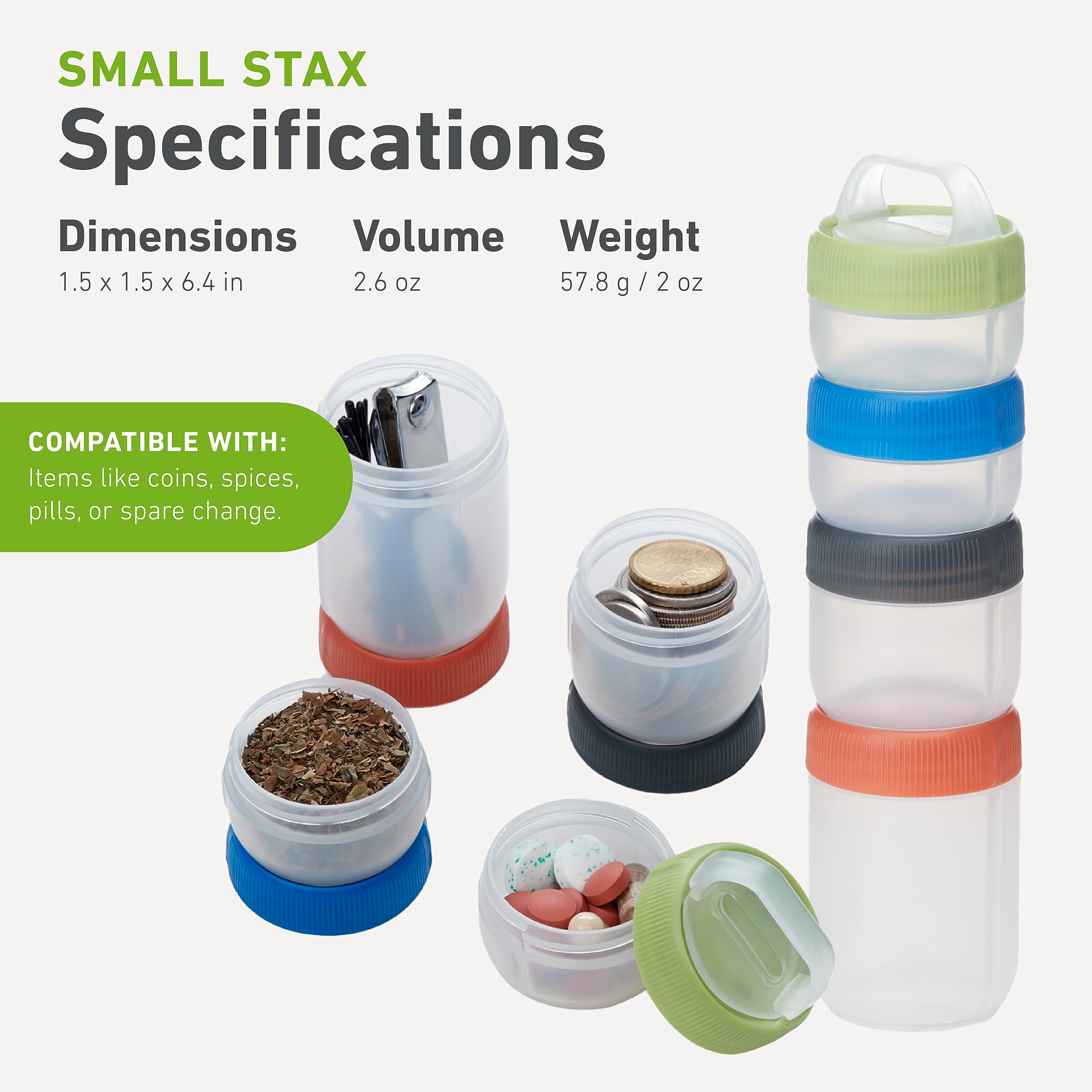 Humangear STAX click-together design for effortless stacking.