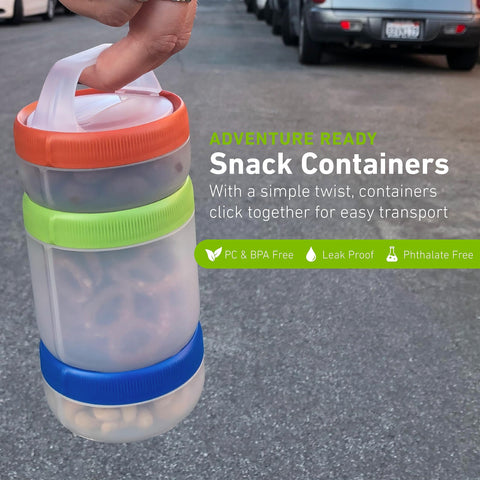 Humangear STAX leak-proof lids prevent spills during transit.