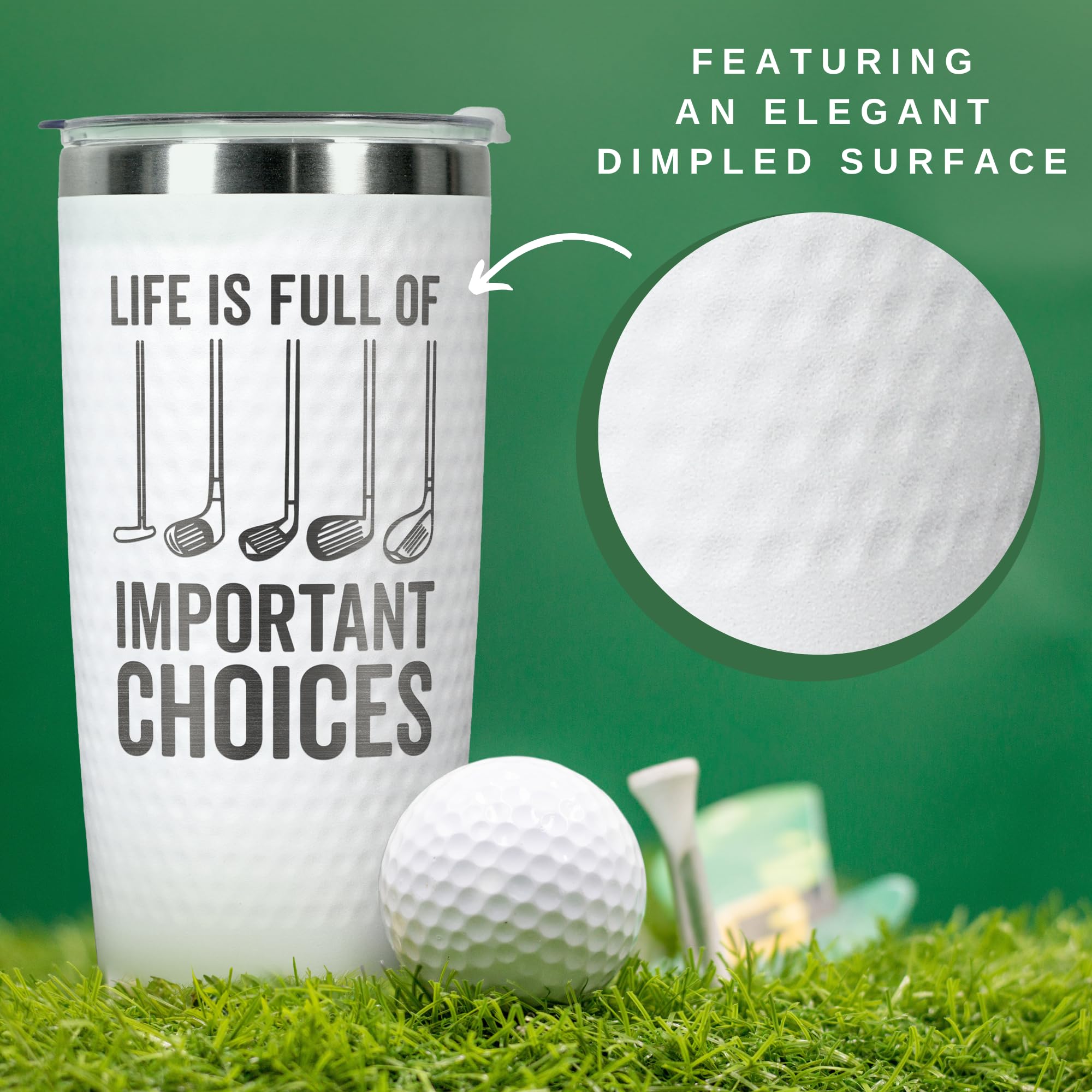 HUNIGIFT 18-8 stainless steel tumbler delivers durable, rust-resistant performance on the course.