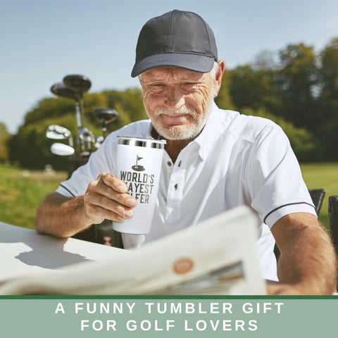 HUNIGIFT Worlds Golfer Tumbler fits cup holders for easy transport