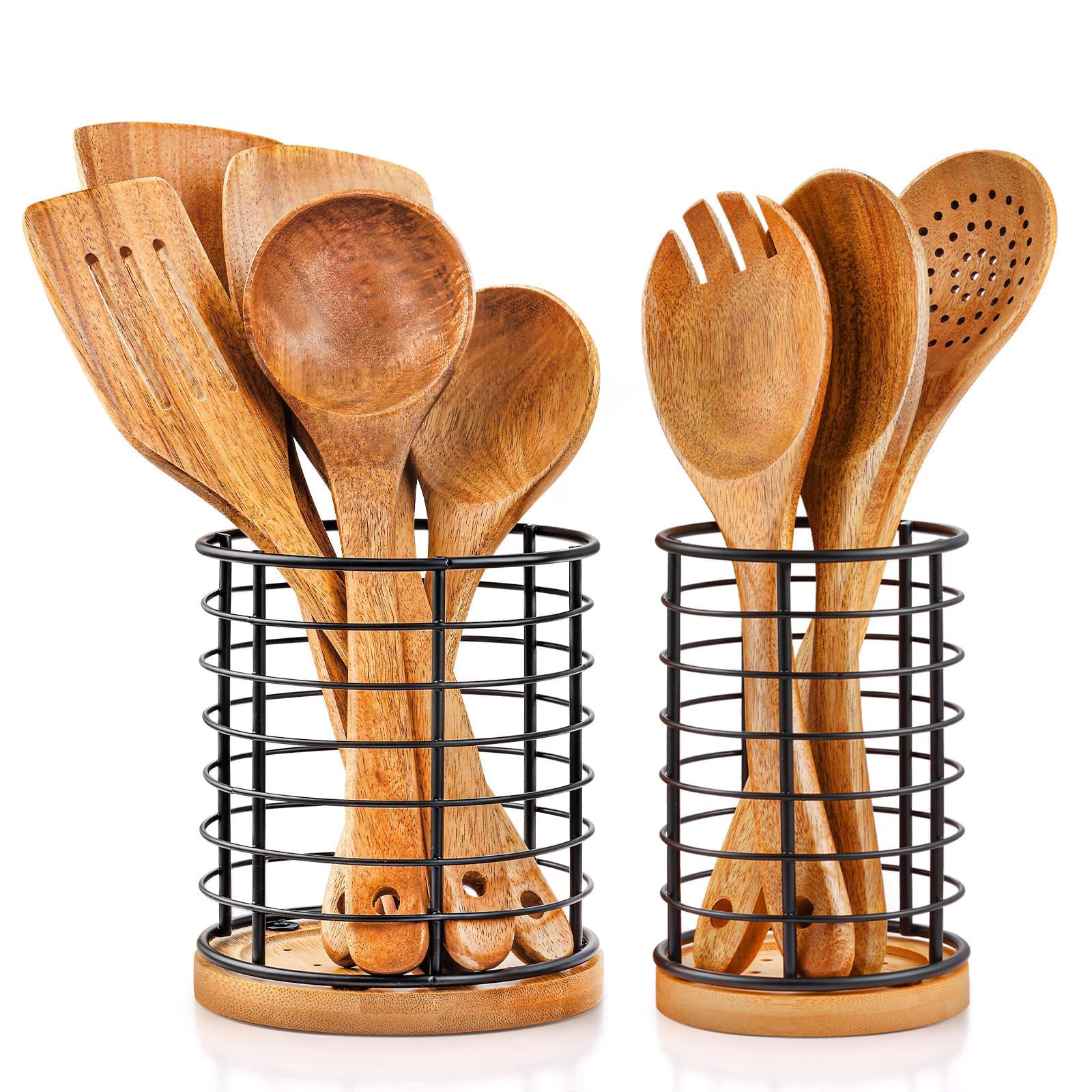Hunnycook 2-piece utensil holders on counter for organized cooking