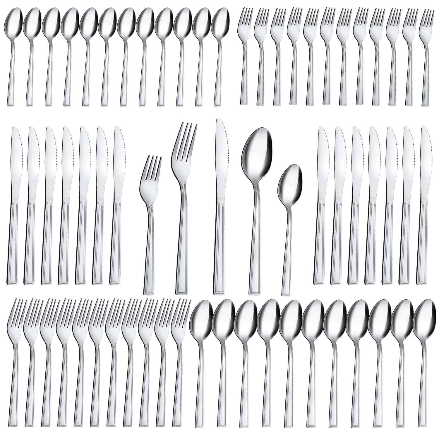 Hunnycook 60-piece set with dinner forks for daily dining and durability.