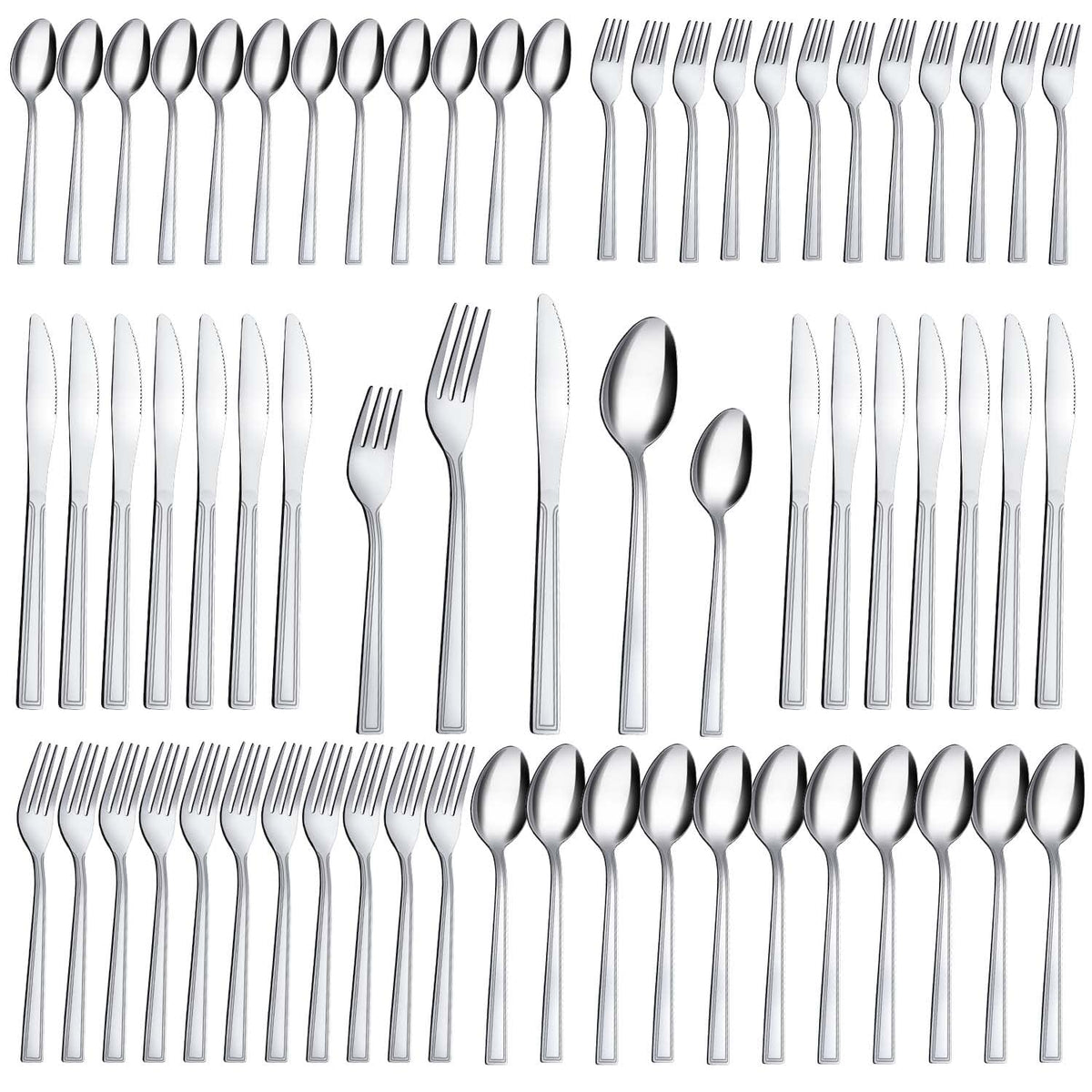 Hunnycook 60-piece set with dinner forks for daily dining and durability.
