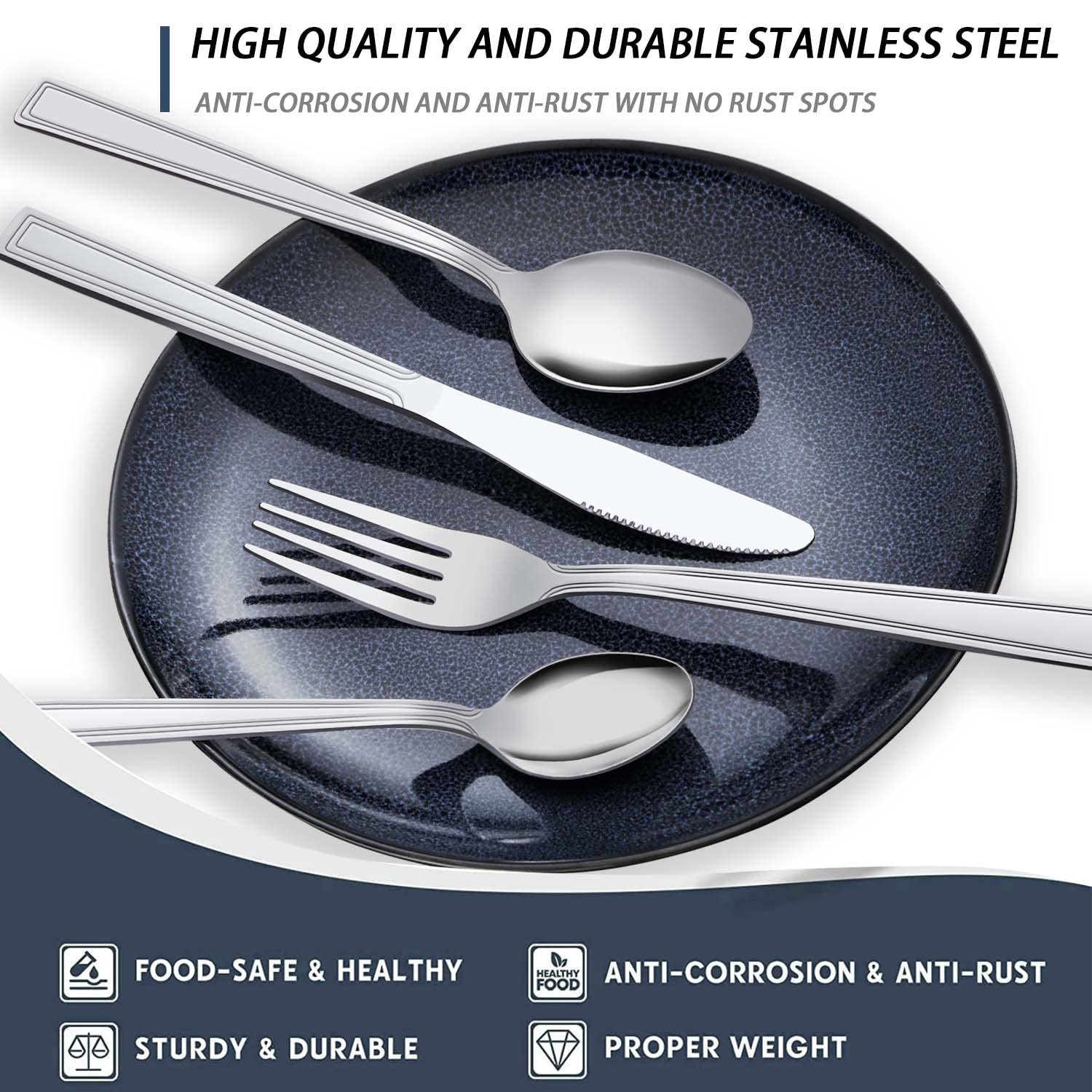Hunnycook 60-piece set including dinner spoons for family meals and entertaining.