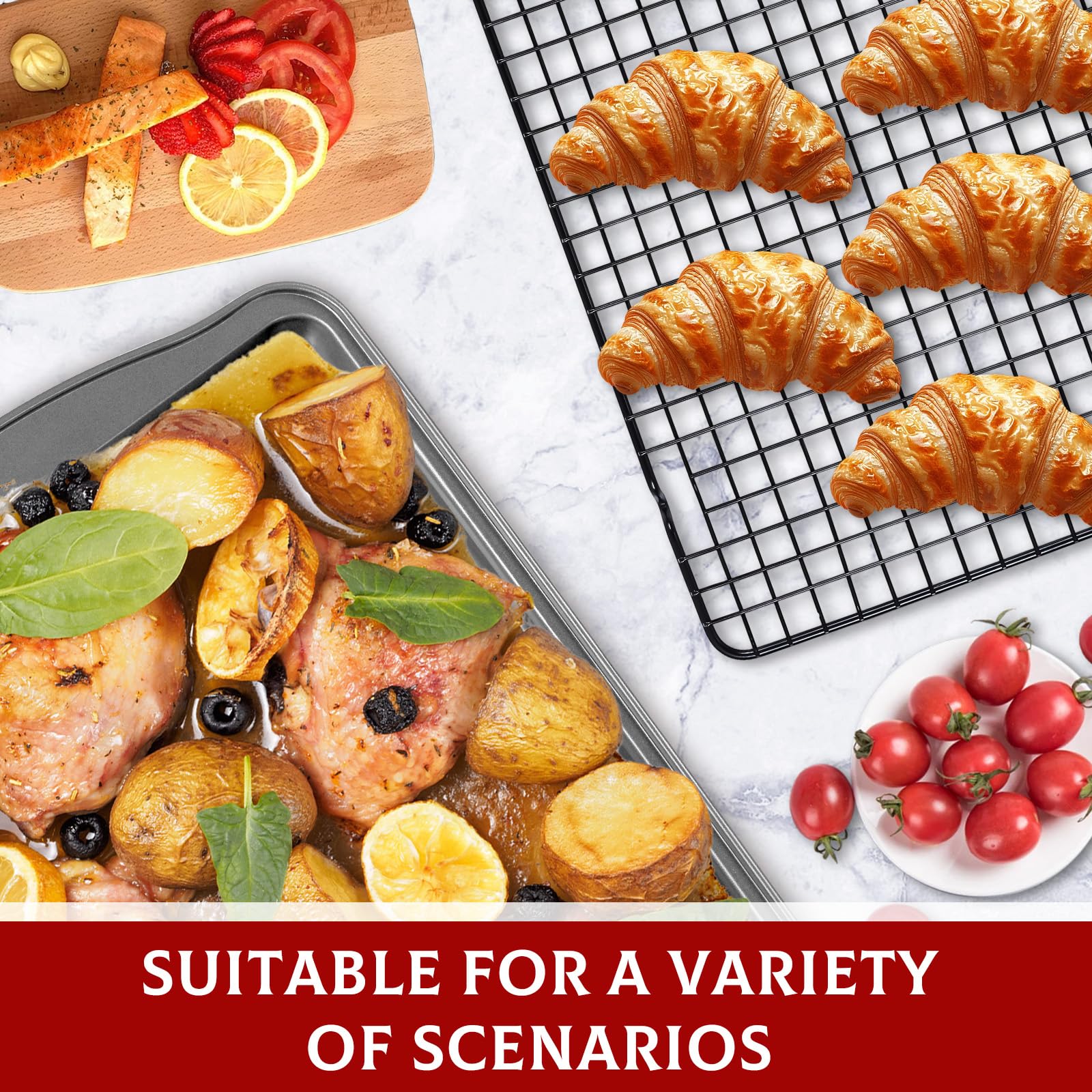 Hunnycook carbon steel sheets provide even browning and lasting durability in the oven.