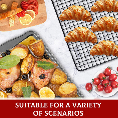 Hunnycook carbon steel sheets provide even browning and lasting durability in the oven.