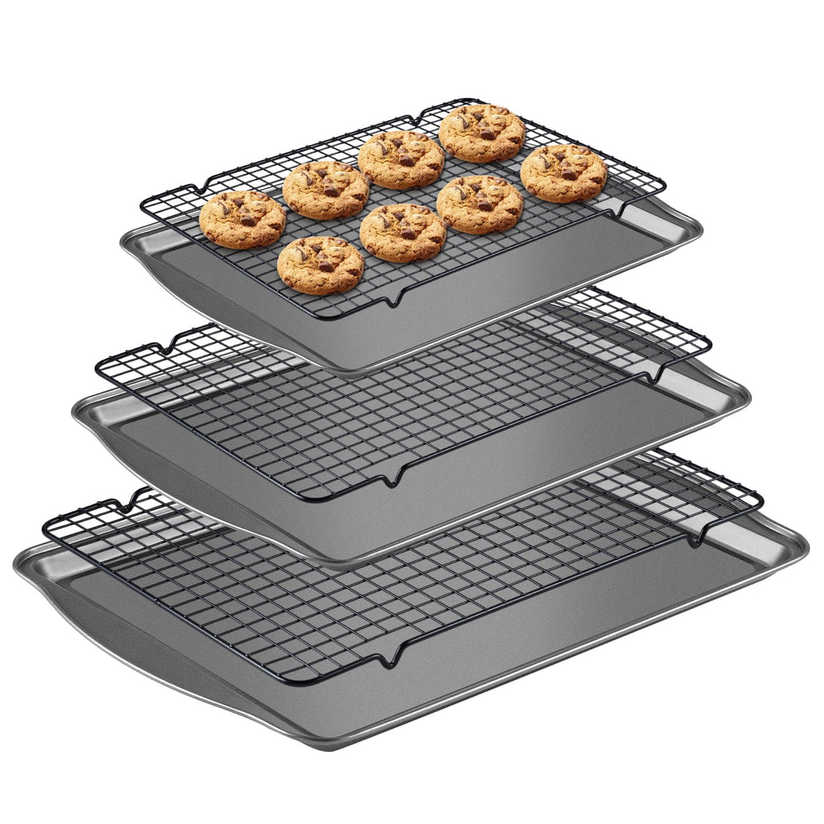 Hunnycook baking sheets with nested design for compact storage and easy stacking.