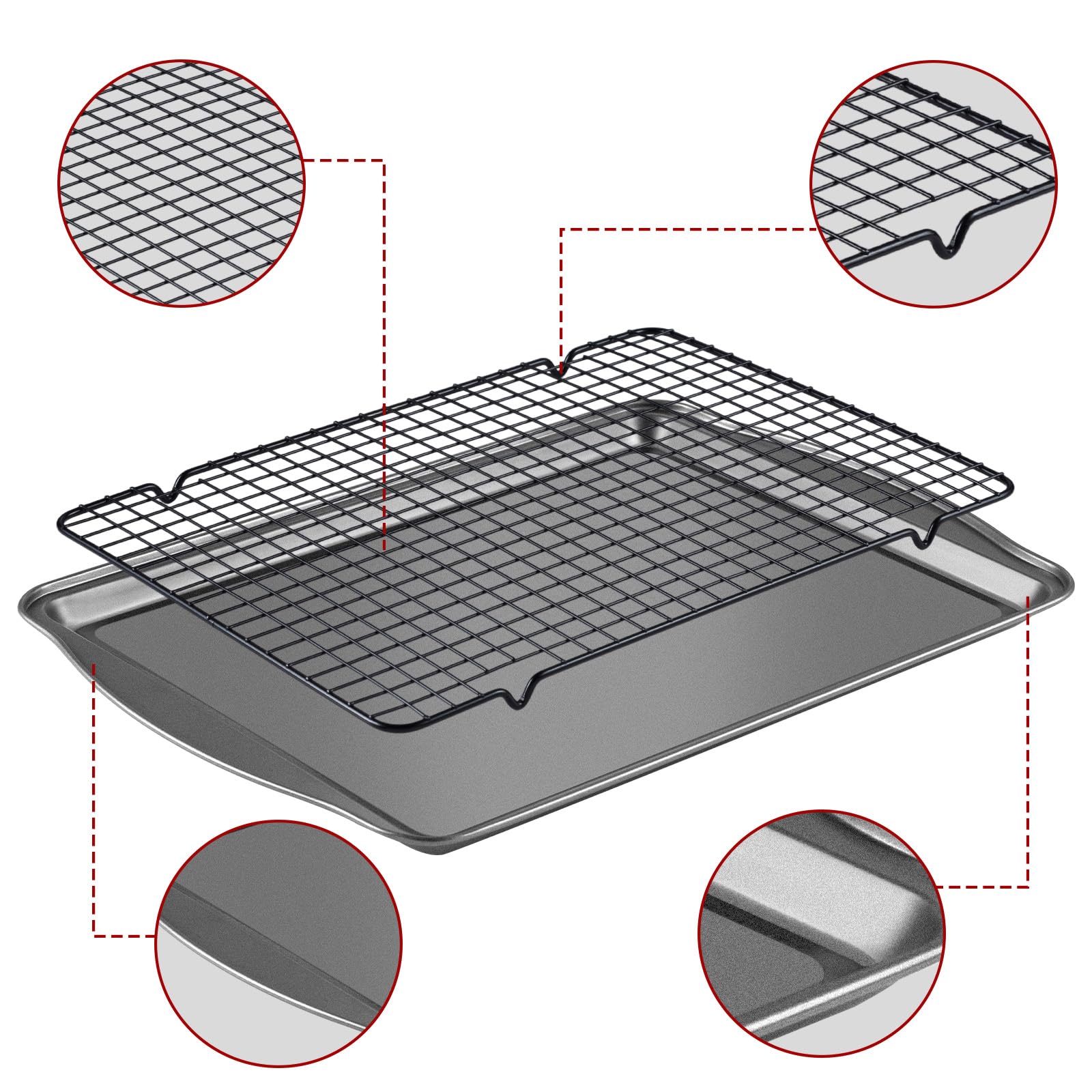 Hunnycook cooling racks with grid design prevent food from slipping.