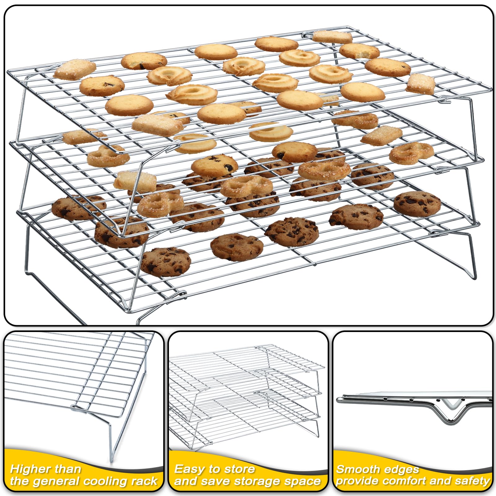 Hunnycook triangle-connection design keeps food stable on racks.