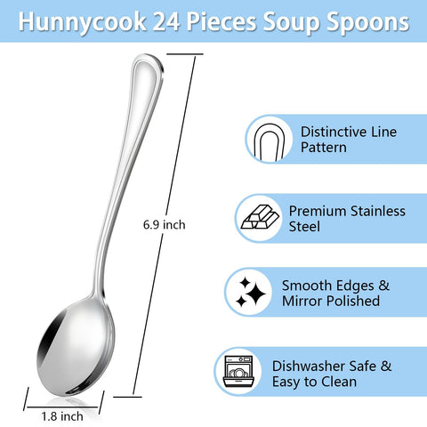 Hunnycook line-pattern handle spoon for an elegant table setting