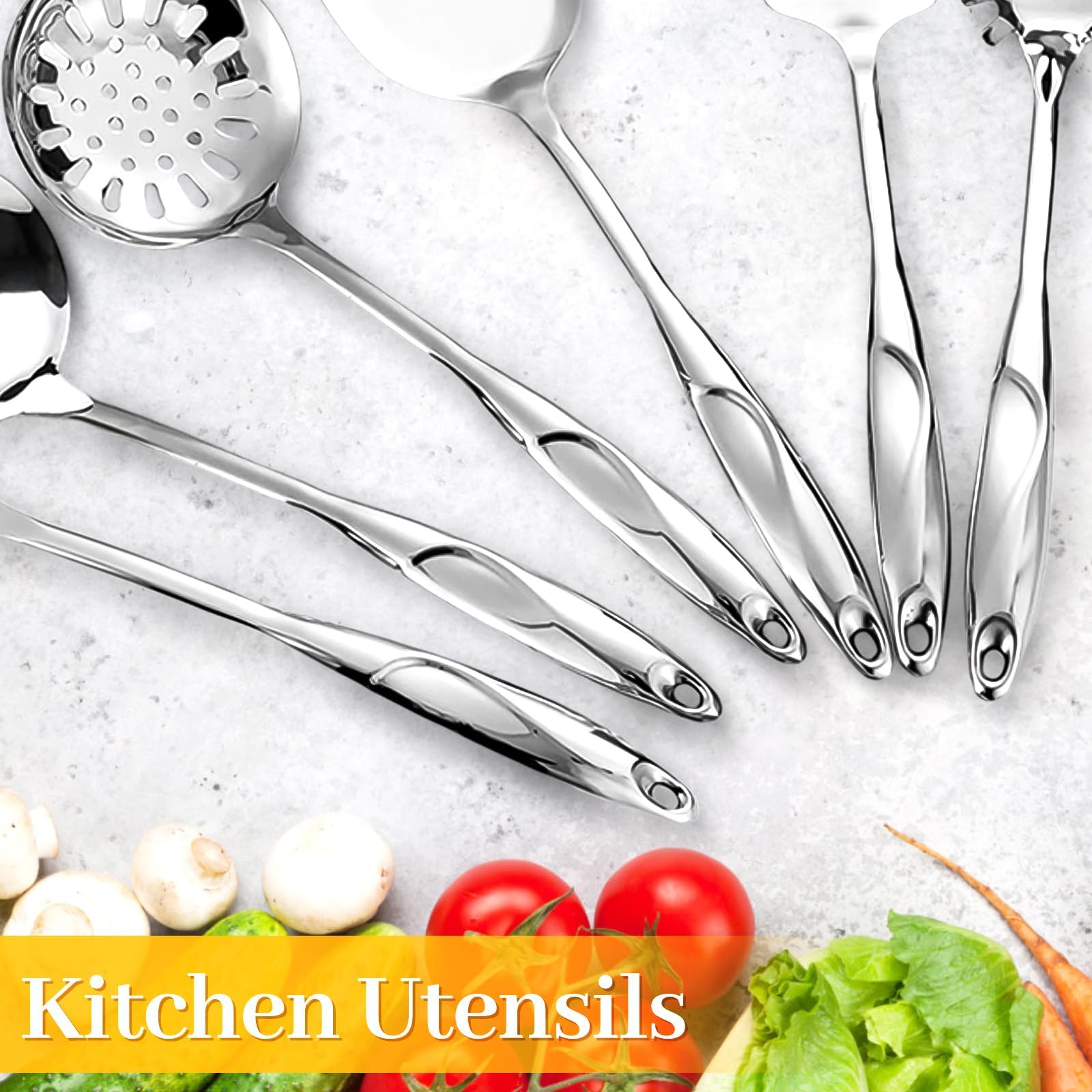 Hunnycook stainless steel slotted turner for turning food with precision.