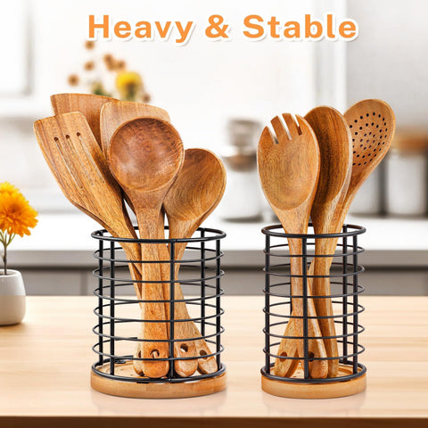 Hunnycook sturdy tip-resistant design stabilizes heavy utensils