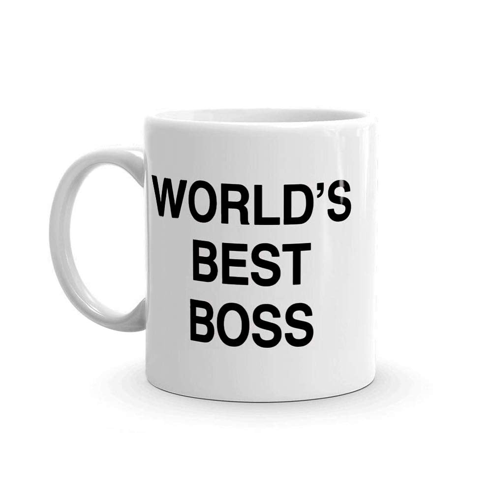 HUOZHI World's Best Boss mug with bold text for daily office humor