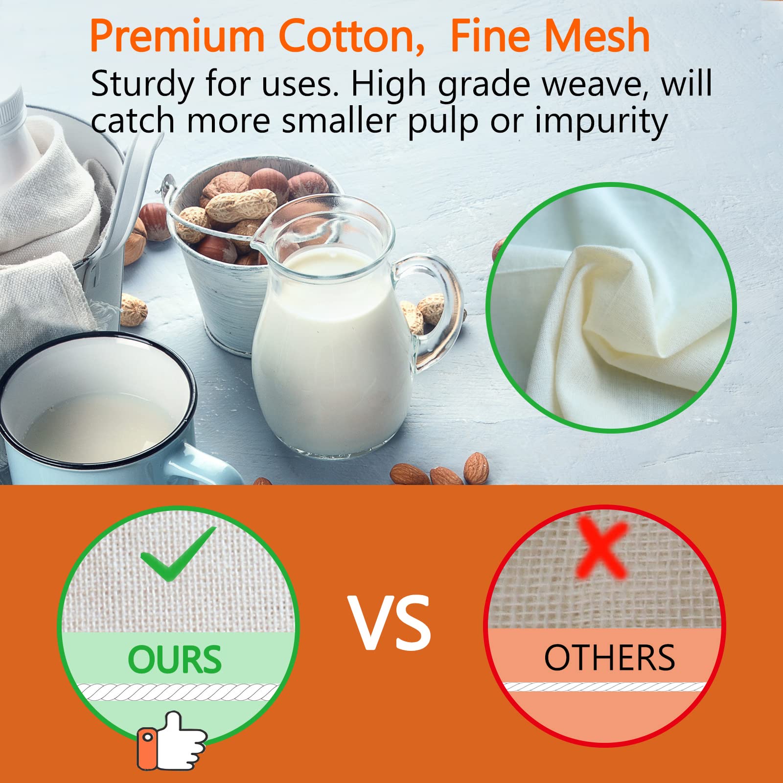 Huppar nut milk bag with drawstring for effortless filtering and mess-free use.