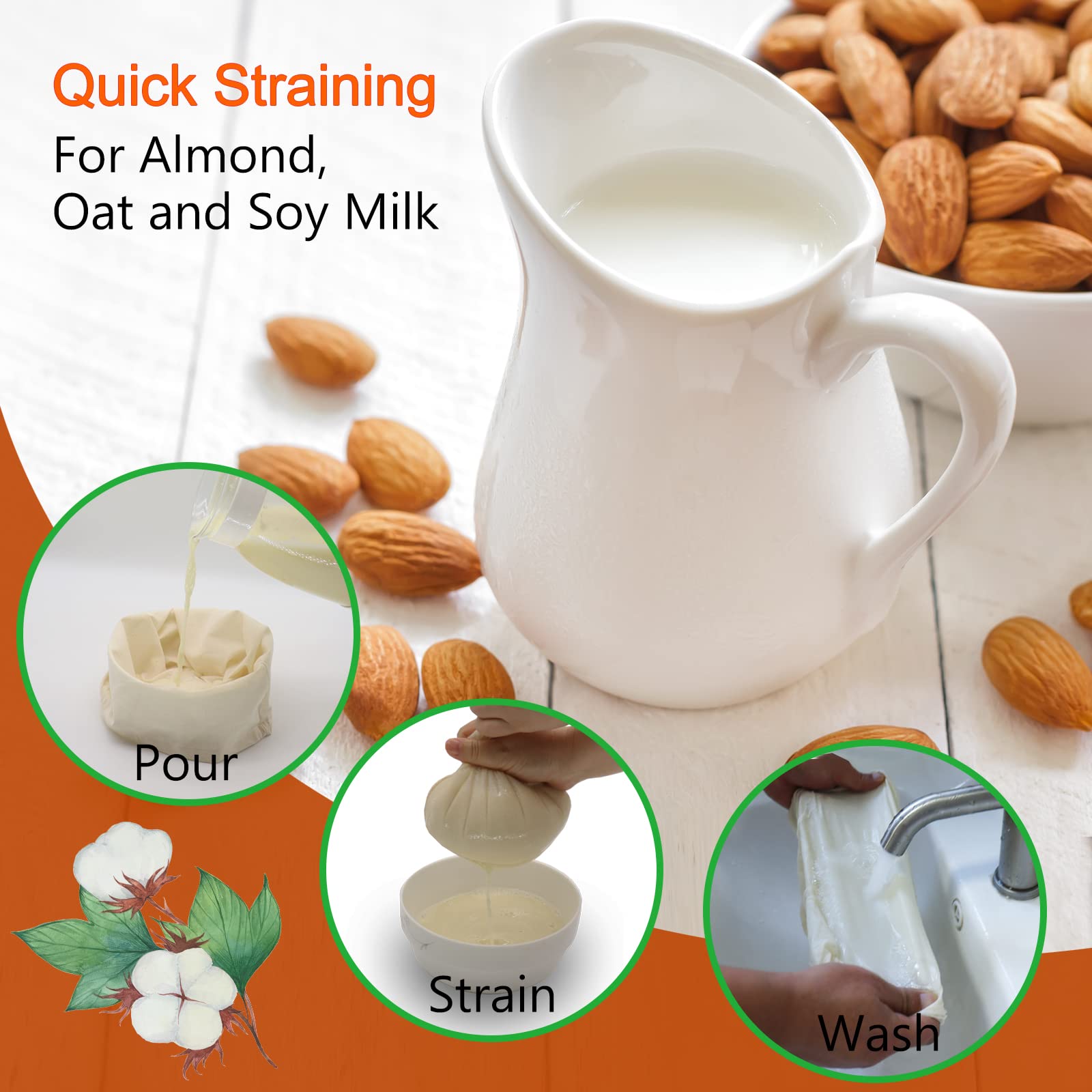 Huppar nut milk bag washable and reusable after hand washing and air drying.