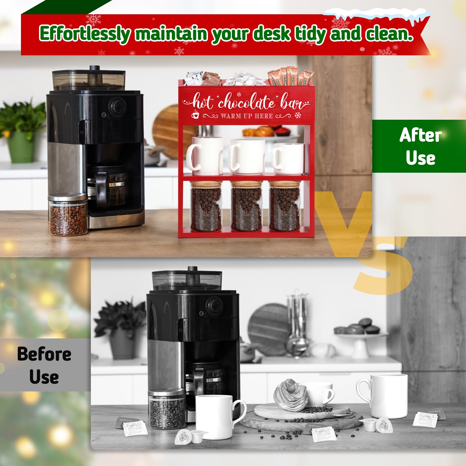 Huray Rayho countertop organizer with sturdy pine build keeps counters tidy.