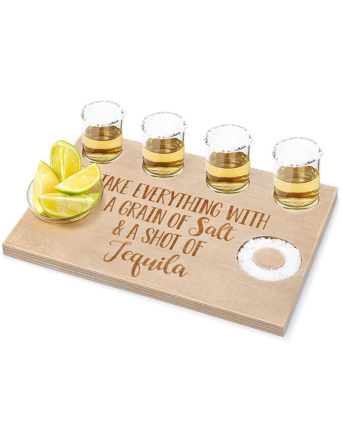 Huray Rayho tequila shot board serving tray with glasses for at-home entertaining