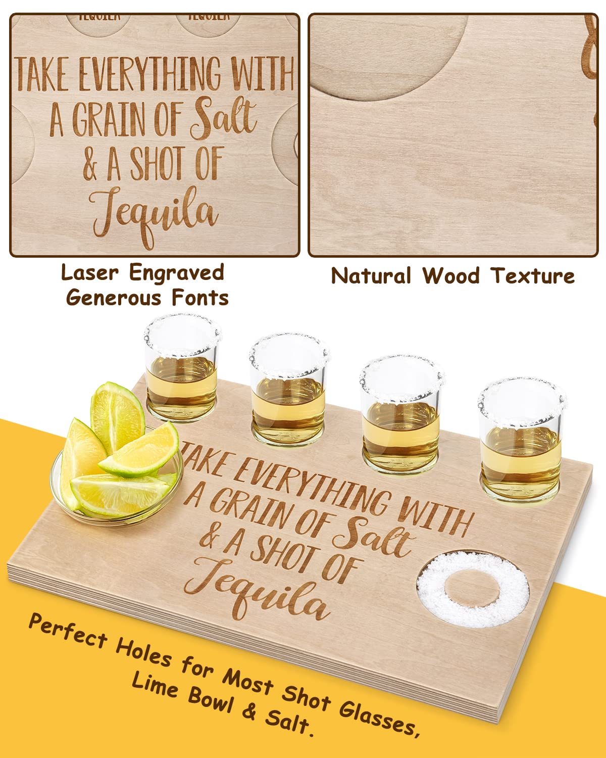Huray Rayho wooden shot board surface shows natural grain for rustic charm