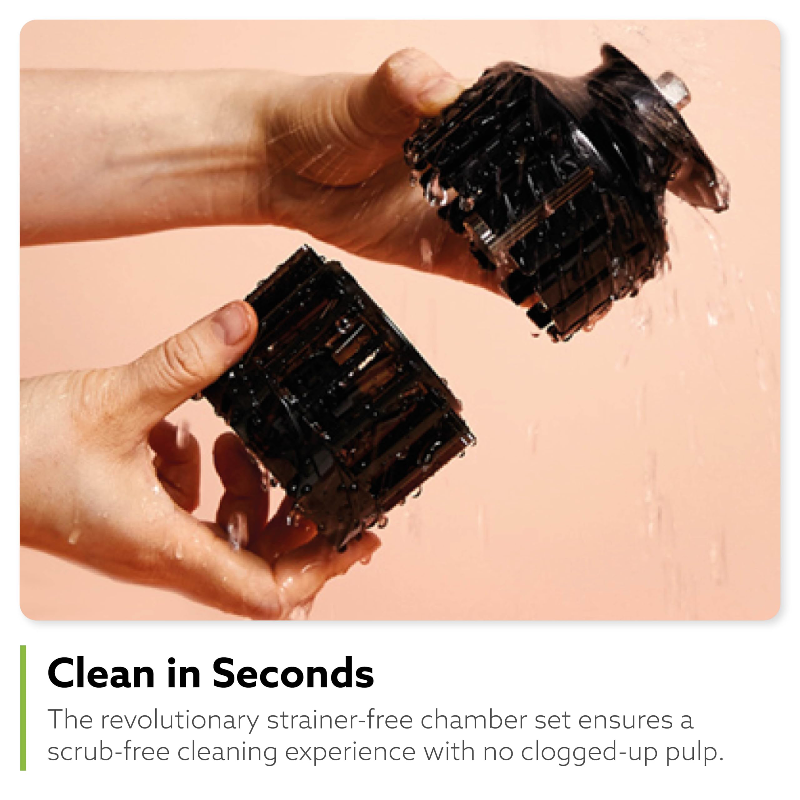 Hurom H400 strainer-free design minimizes pulp and cleaning