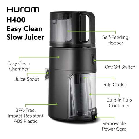 Hurom H400 versatile juicing design for greens, citrus, and beets