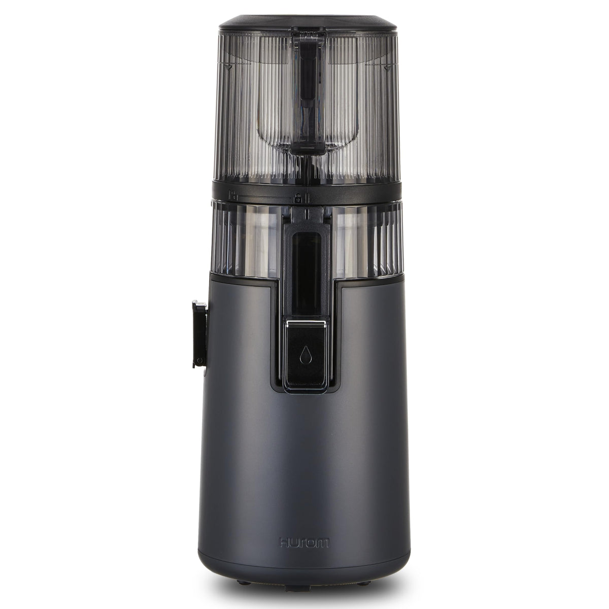 Hurom H70 front view in black, compact design for small kitchens.