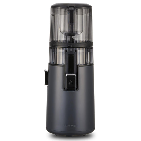 Hurom H70 front view in black, compact design for small kitchens.