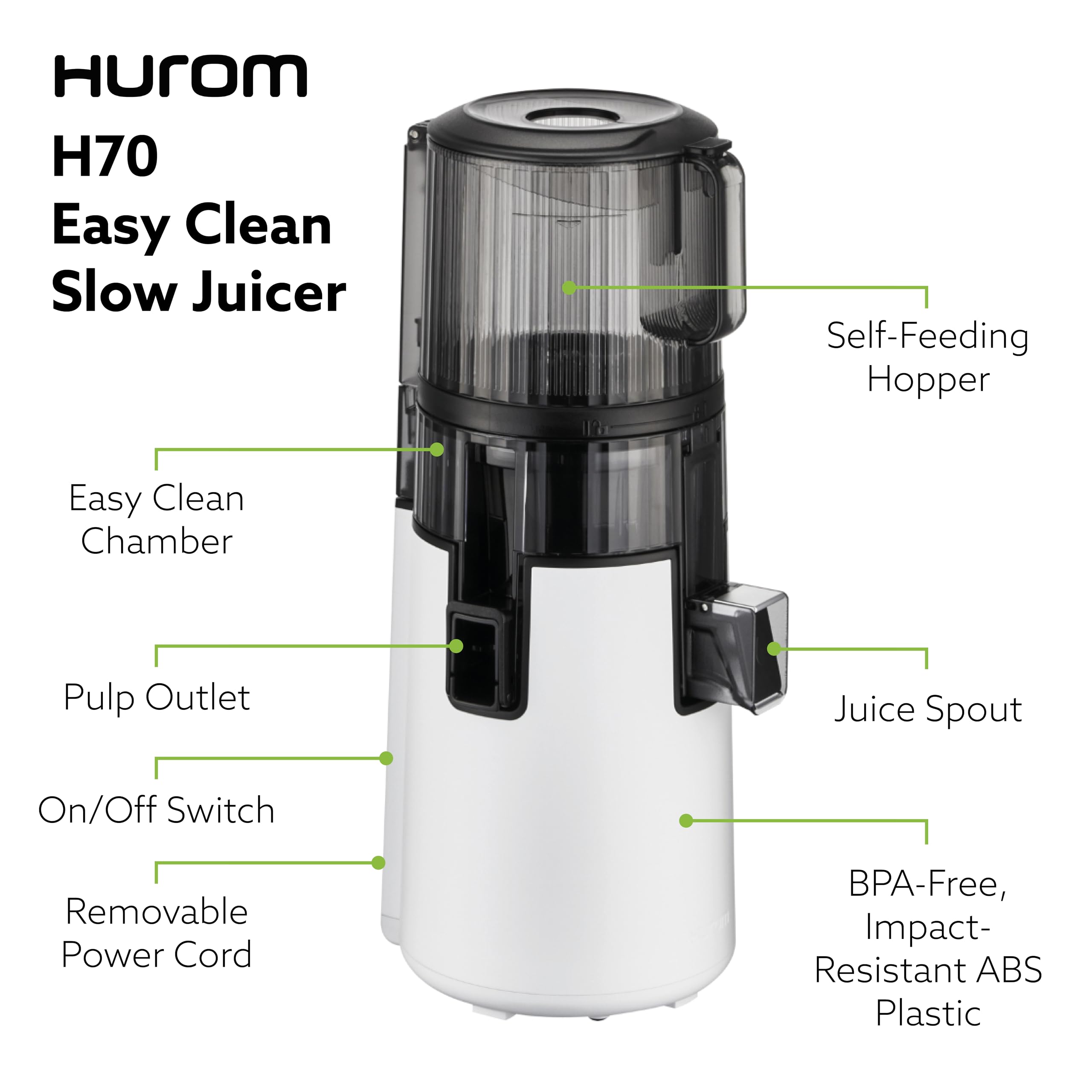 Hurom H70 juicing carrots and greens for fresh daily juice.