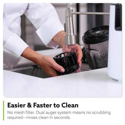 Hurom H70 strainer-free design enables quick cleanup.