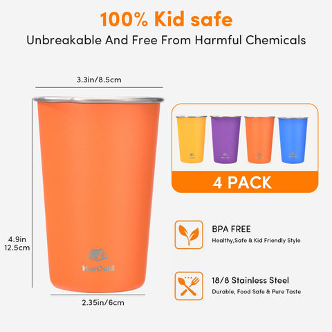 HurOutd 8-pack stainless steel cups shown for camping and travel durability.