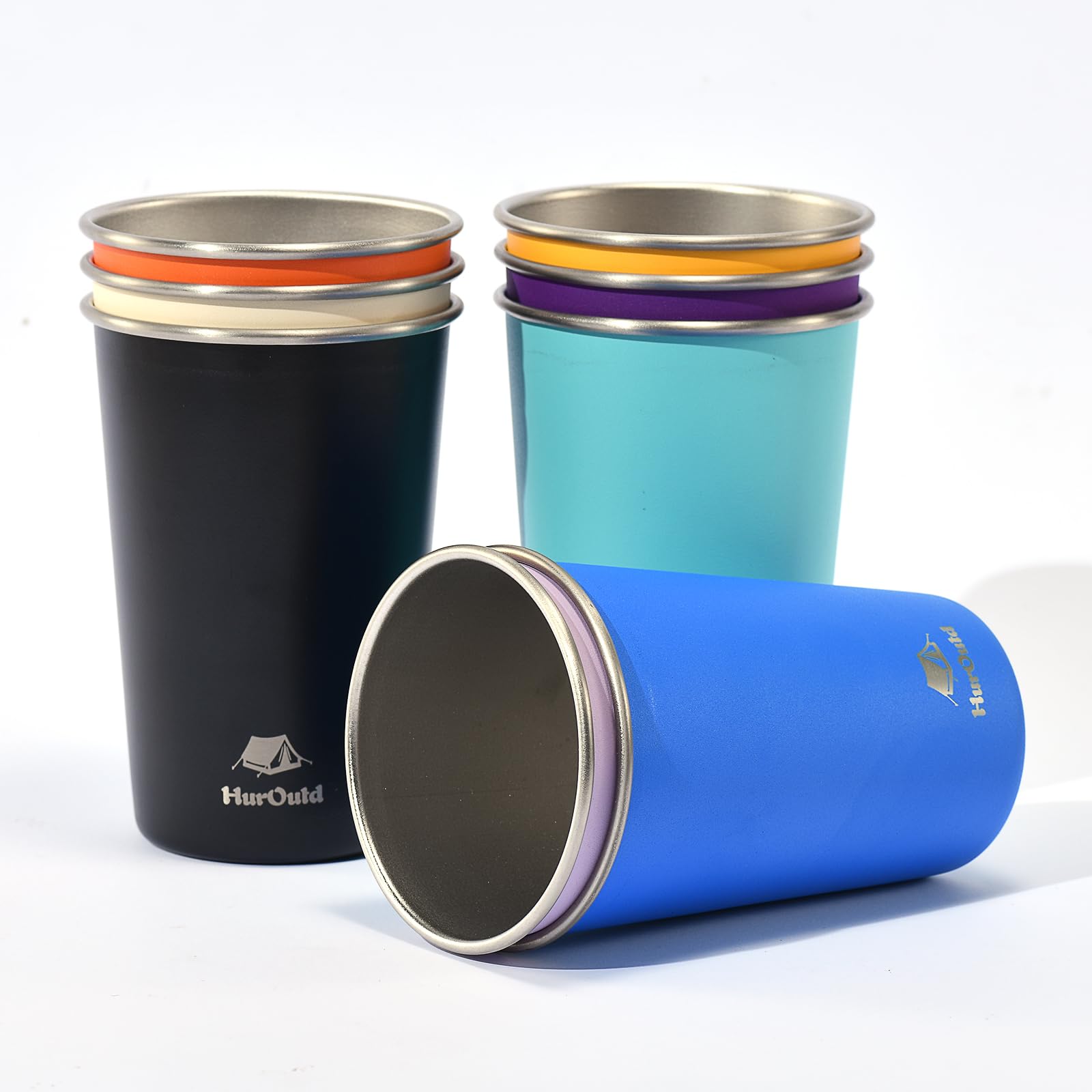 HurOutd colorful stackable cups 16oz for outdoor meals and easy storage.