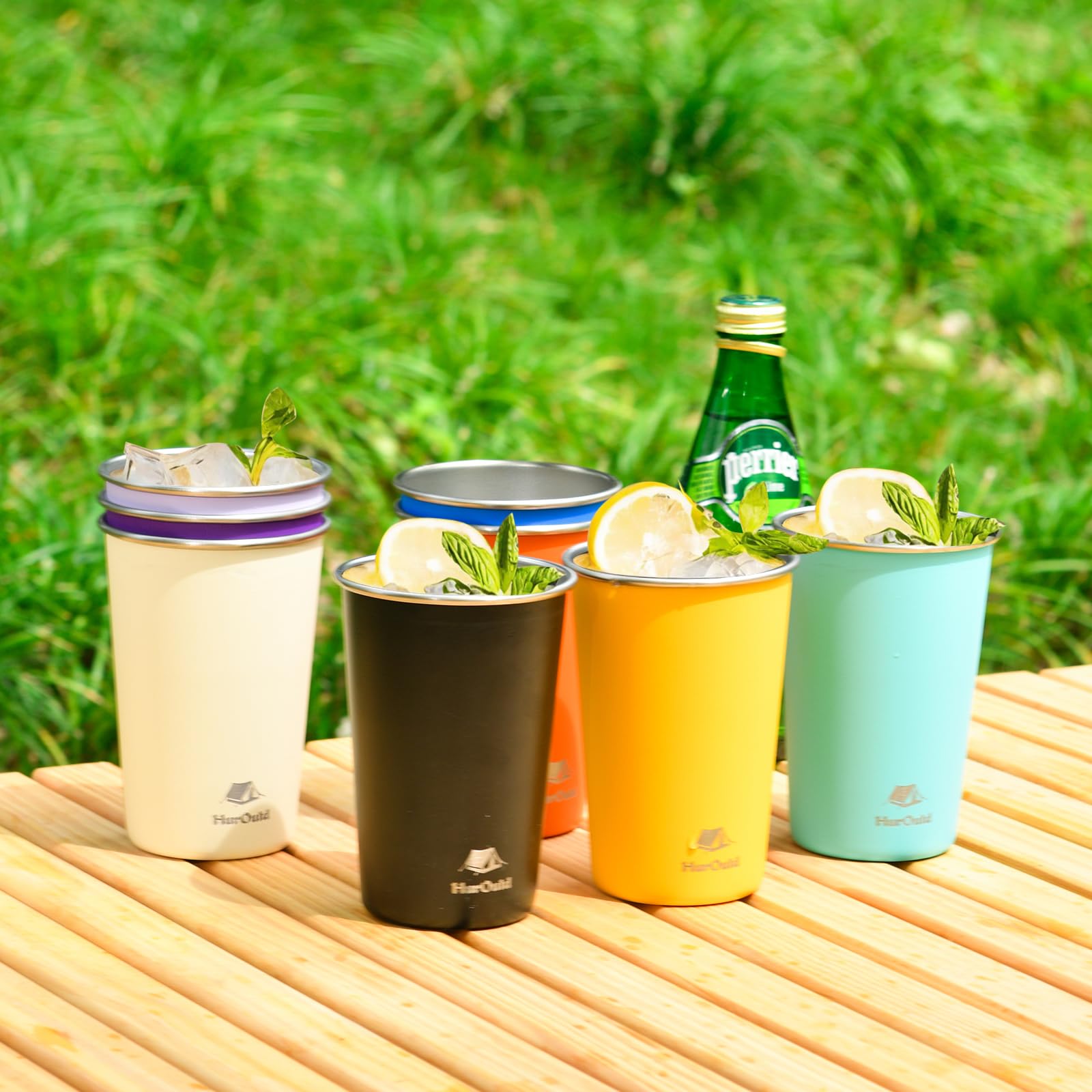 HurOutd safe durable camping beverage cups demonstrated for versatile use.