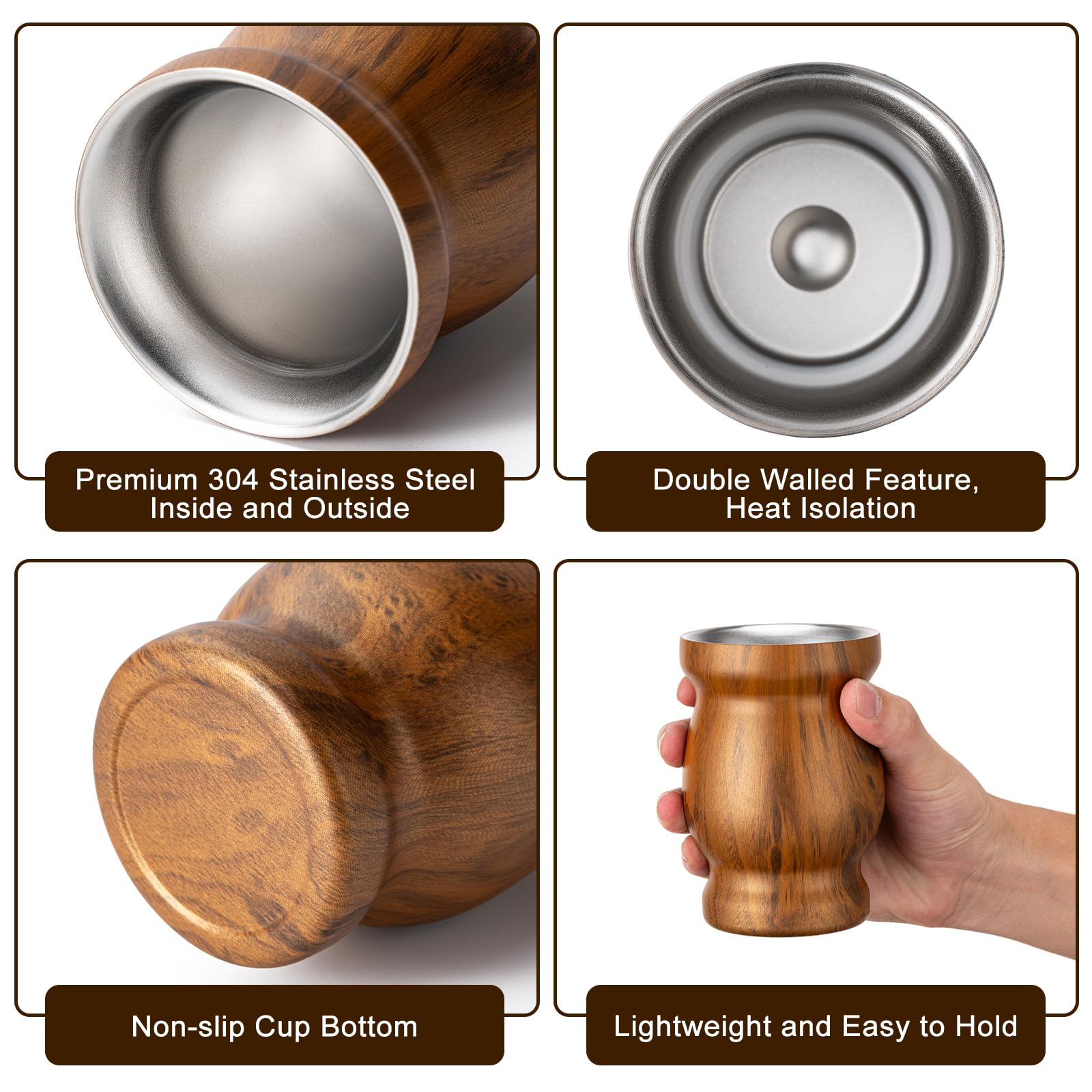 Husfunov Yerba Mate Cup insulated for year-round use outdoors or at desk.