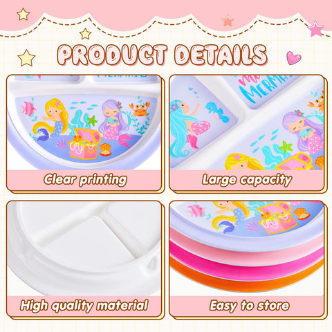 Hushee cat pattern divided plate keeps foods separate for picky eaters