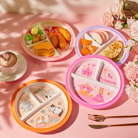 Hushee mermaid print divided plate brightens meals and reduces mess