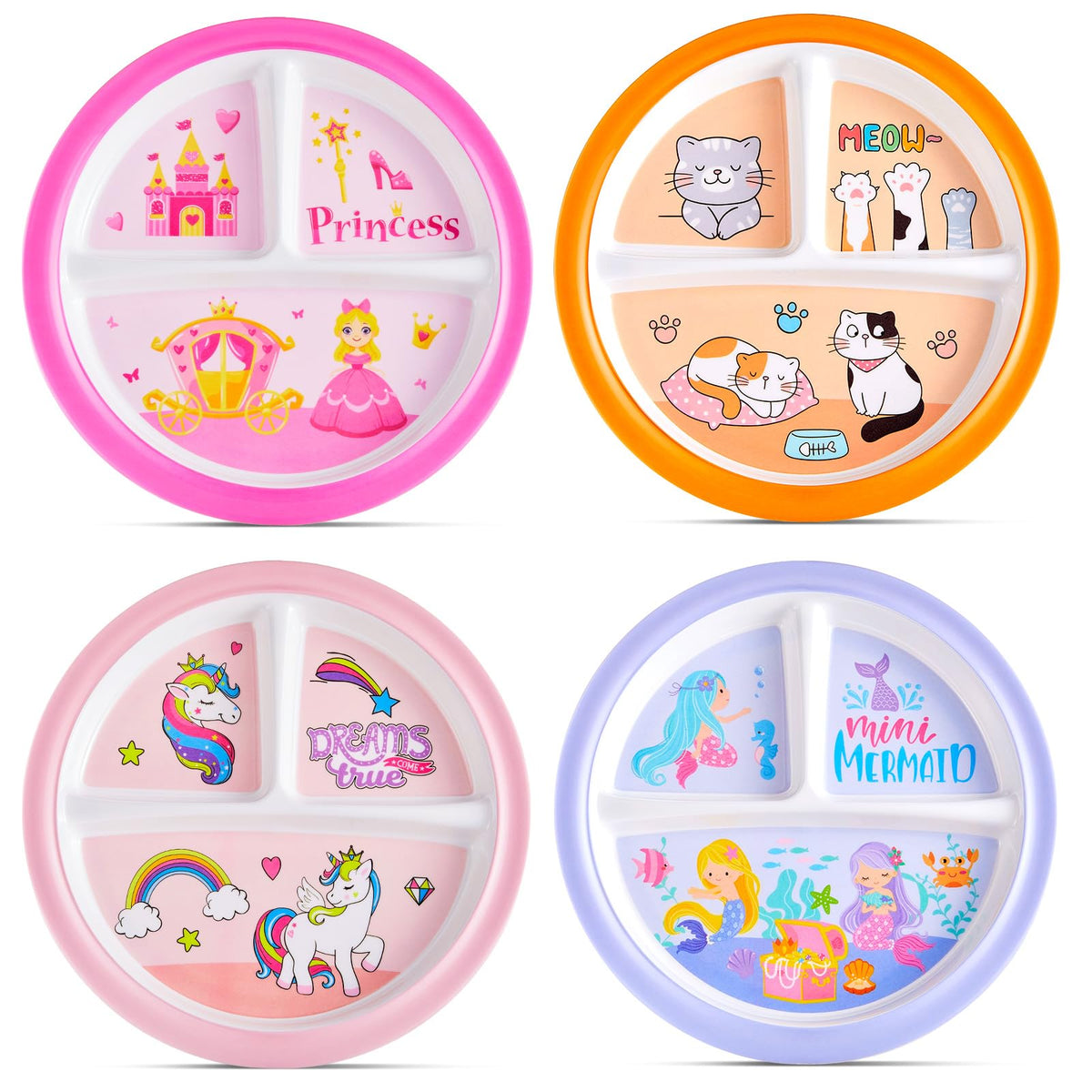 Hushee princess design divided plate for girls promotes balanced meals